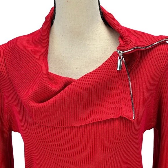 BCX Long Sleeve Turtle Neck Bodycon Dress - Red - size Large - Picture 2 of 9